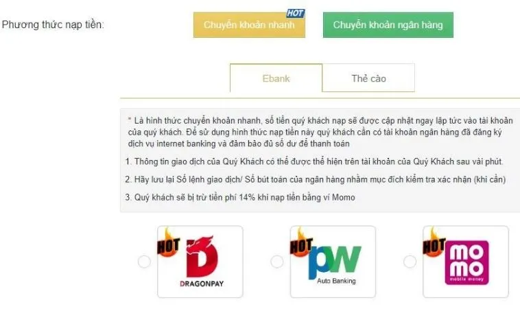 Hướng Dẫn Nạp Tiền 123Win Nhanh Chóng Và An Toàn 2 Giao diện nạp tiền 123Win