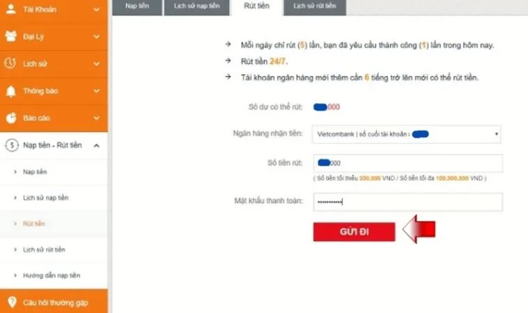 Rút Tiền 123Win: Hướng Dẫn Chi Tiết Và Mẹo Hiệu Quả 2 Giao diện rút tiền 123Win